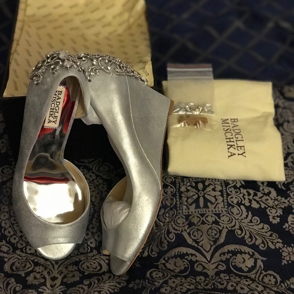 Badgley Mischka Meagan Embellished Peep Toe Wedge